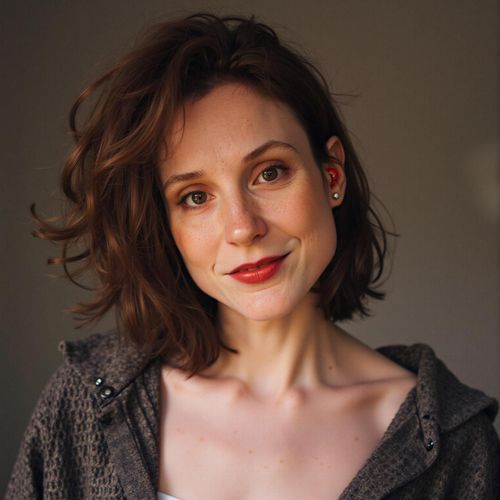 Showcase image for Character Actor - Prompt: a photo of me WOMAN, character actor headshot, medium shot, conveying a quirky, memorable personality, slightly unconventional attire. WOMAN with an intriguing expression.