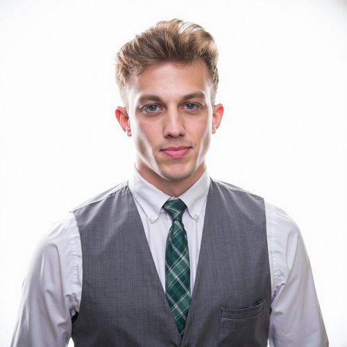 Showcase image for Modern Agent - Prompt: a photo of me MAN, modern real estate agent headshot, medium shot, stylish business casual attire, against a minimalist, bright background. MAN looking sharp and innovative.