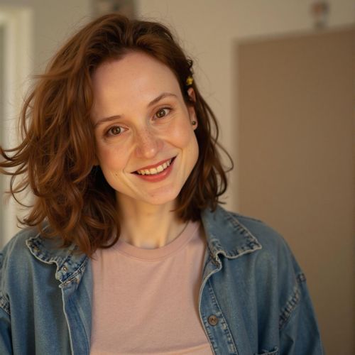 Showcase image for Post-Workout - Prompt: a photo of me WOMAN cooling down after a workout, close-up shot, showing a slight sweat and a satisfied smile. WOMAN looking accomplished.