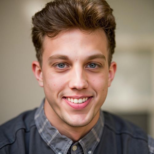 a photo of me MAN with a genuine, warm smile, medium close-up shot, soft, inviting lighting. MAN looking directly at the camera, exuding kindness.