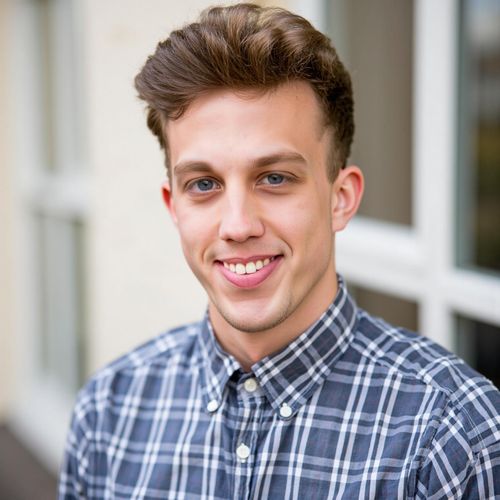 Showcase image for Thought Leader Profile - Prompt: a photo of me MAN as a thought leader, professional headshot, medium close-up, against a clean, modern background. MAN looking intelligent and insightful.