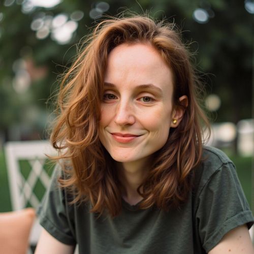 Showcase image for Natural & Real - Prompt: a photo of me WOMAN, natural actor headshot, medium close-up, minimal makeup, simple t-shirt, showing true essence. WOMAN looking directly at camera, honest expression.
