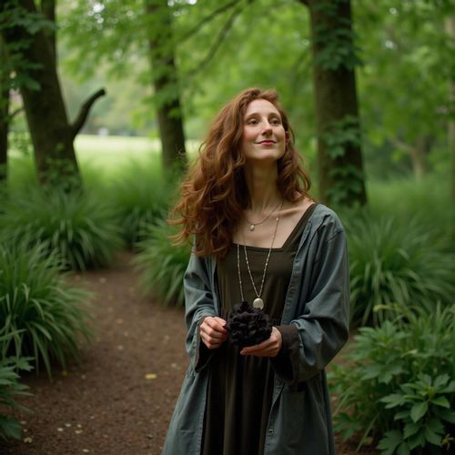 Showcase image for Fantasy Adventure - Prompt: a photo of me WOMAN as a noble elf, half body shot, in an enchanted forest. WOMAN looking wise and serene.