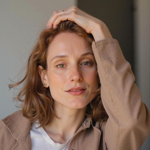 Showcase image for The Lead - Prompt: a photo of me WOMAN, actor headshot, medium close-up, exuding confidence and leading role presence, neutral studio background. WOMAN making strong eye contact.
