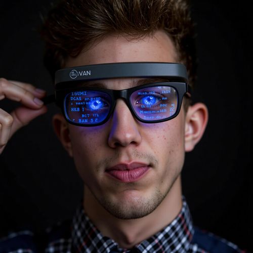 Showcase image for Netrunner - Prompt: a photo of me MAN with a neural interface headset, close-up, eyes glowing with data. MAN looking deep in concentration.