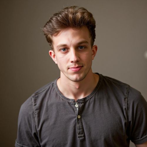 Showcase image for Yoga & Mindfulness - Prompt: a photo of me MAN in a yoga pose, close-up shot, serene studio with soft light, peaceful expression. MAN exuding calm.