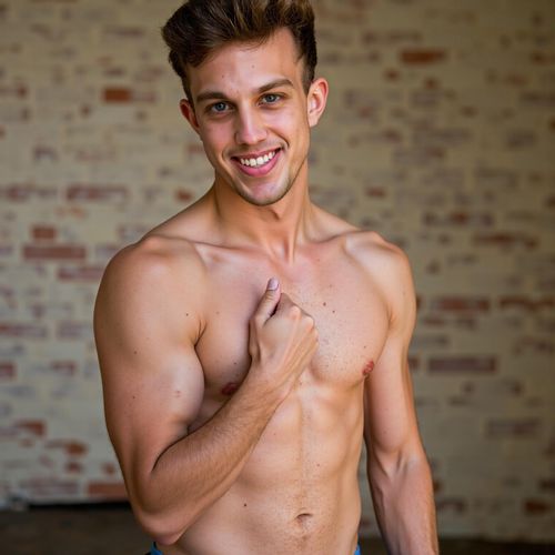 Showcase image for Post-Workout - Prompt: a photo of me MAN cooling down after a workout, close-up shot, showing a slight sweat and a satisfied smile. MAN looking accomplished.